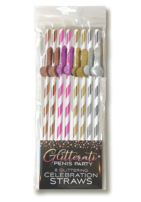 Glitterati Penis Party Straws 8-pack